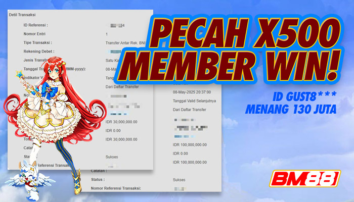 Pecah x500 Member Win! ID Gust8*** Menang 130 Juta!